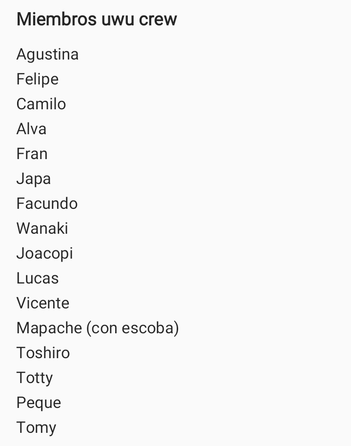 lista actualizada uwu