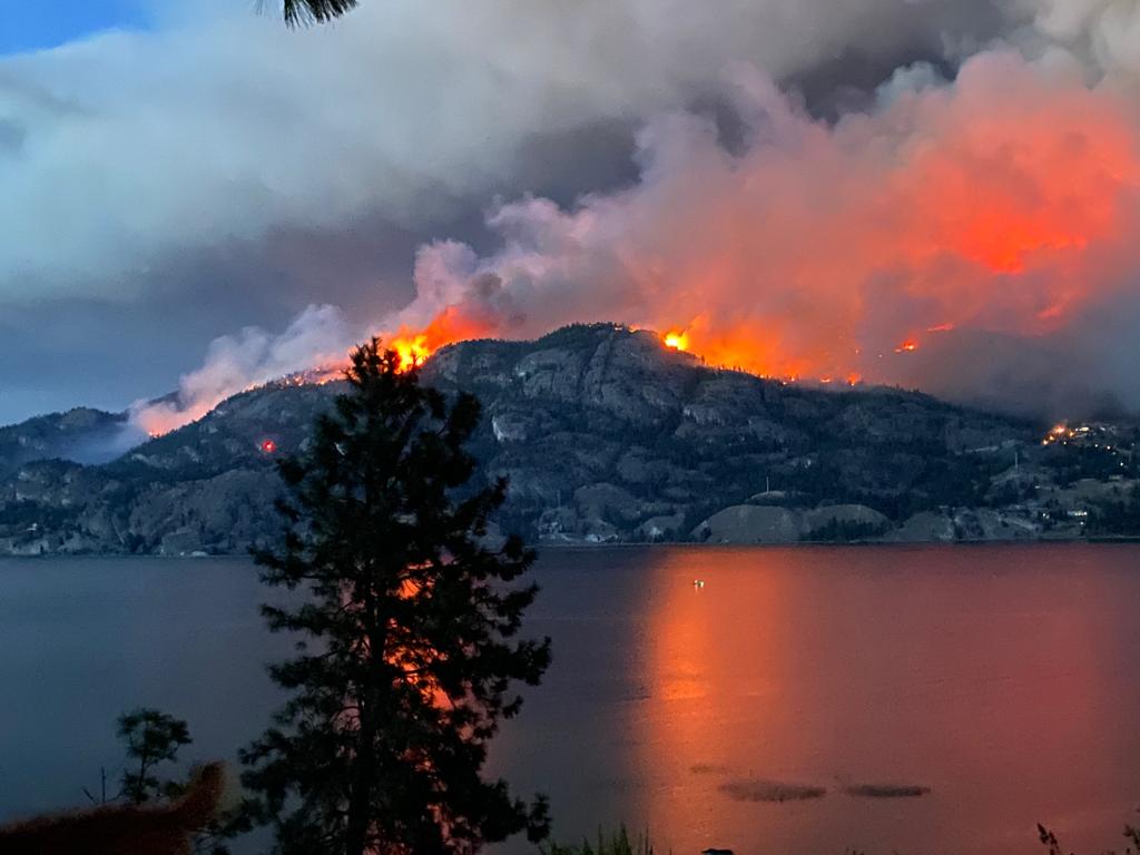 anitabathe's tweet image. 8-year-old Ellie S. took these photos.  A look at the #bcwildfire in #Penticton from Kaleden tonight.