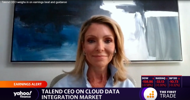 Dtalaga's tweet photo. .@Talend #CEO @ChristalBemont speaks to @BrianSozzi & @BrookeDiPalma from @YahooFinance on Q2 earnings beat and guidance. Watch the video interview. #leadership #womenintech #dataintergration #cloud $TLND https://t.co/0cG7N9HvED https://t.co/slFMCiKibp