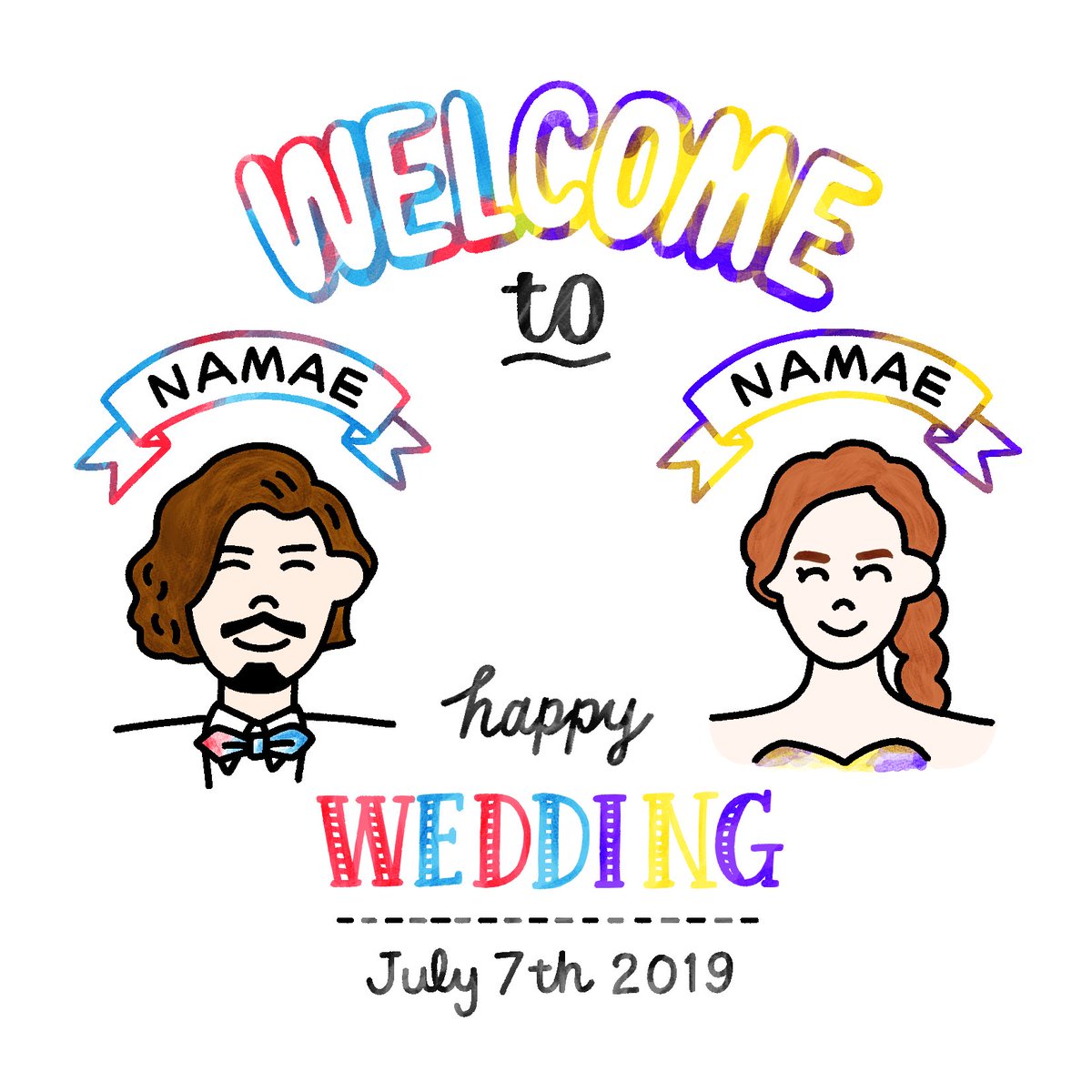 去年描いた結婚式関連のイラスト。黒板にアナログでも描いたんだけど写真見つからない...! 