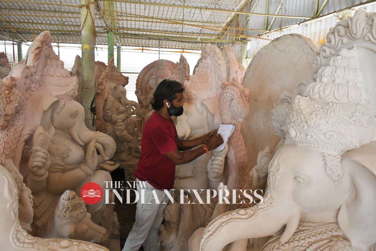 prasantmadugula's tweet photo. With #State #government denying permissions to establish public pandals for #Ganesh #Chavithi #celebrations due to the #pandemic, already made idols kept aside #unpainted because of no orders
@NewIndianXpress @xpressandhra 
@Kalyan_TNIE @shibasahu2012 
@Ravindra_TNIE https://t.co/XjVF4ZDrgQ