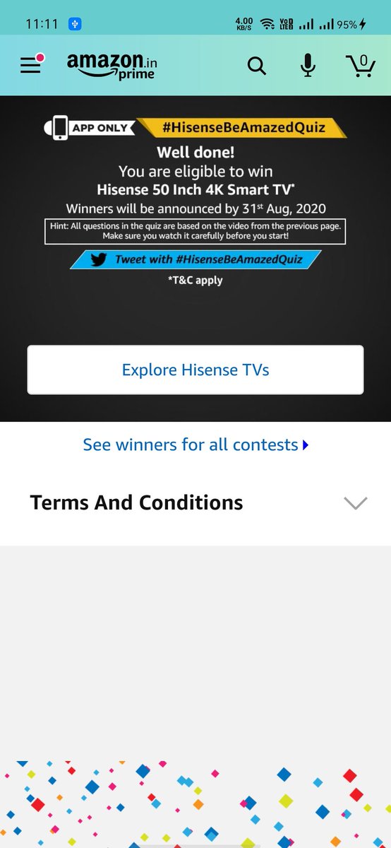 mysteriousrish's tweet photo. #HisenseBeAmazedQuiz 
#AmazonQuiz #Amazon #hisensebeamazonquiz #hisense
@amazonIN ye toh laaa loooo....last 
😅😅😅😅 https://t.co/cPQFiDQ2Sy