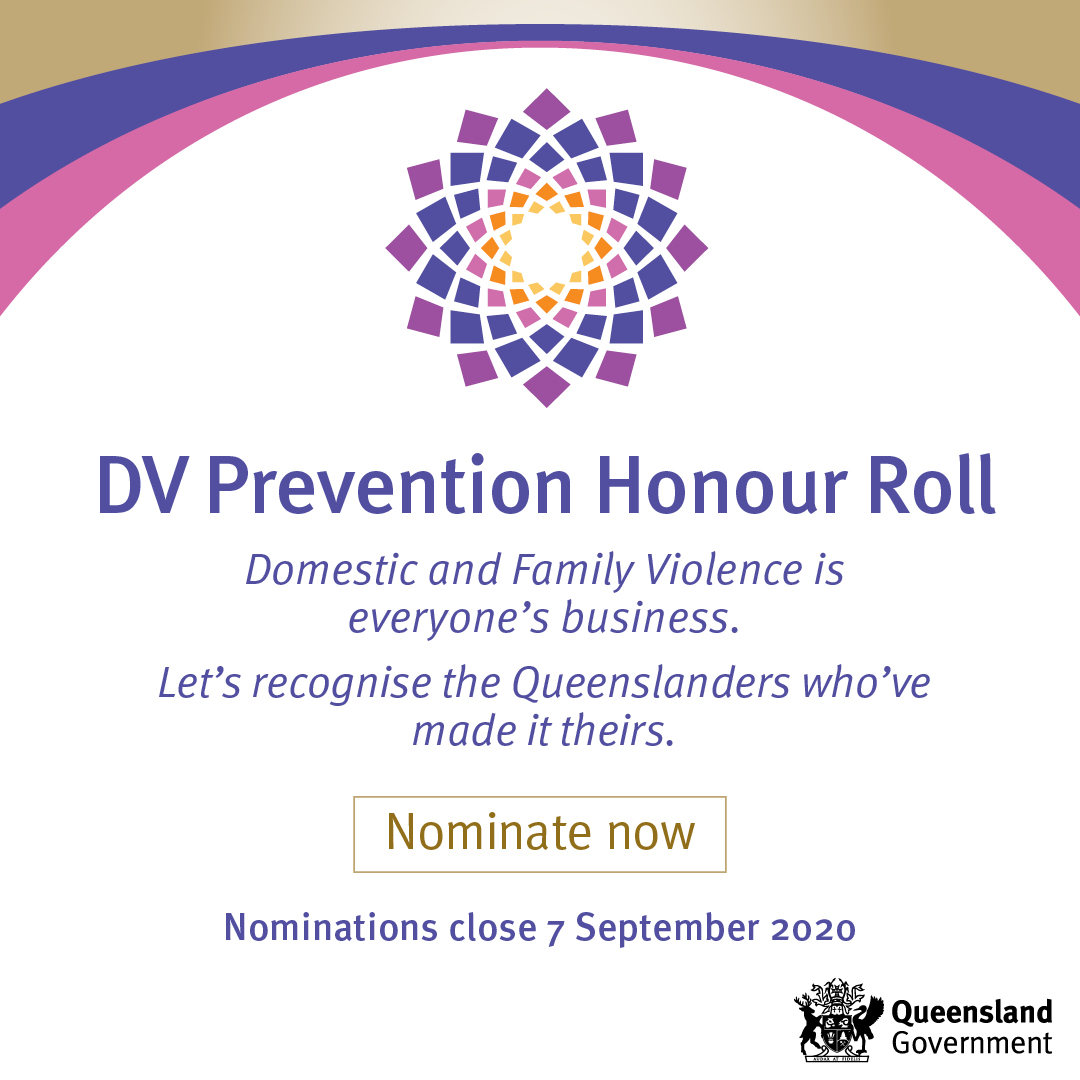 Nominations are now open for the DFV Prevention Honour Roll.  As Queenslanders, we look after each other, If you want to nominate someone who’s done just that visit: qld.gov.au/notnownotevert… #QldrsLookAfterEachOther  #UniteAndRecover