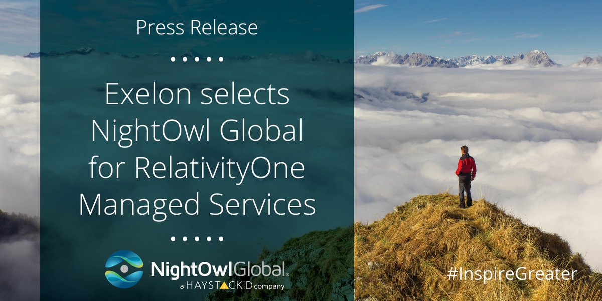 NightOwlGlobal's tweet photo. “"When @Exelon came to us seeking assistance with this project..., we were more than thrilled....” Adam Rubinger, CCO, @NightOwlGlobal
Read the press-release: https://t.co/c4eZ4QuyYw
#NightOwlGlobal #HaystackID #InspireGreater #eDiscovery #RelativityOne @Relativity #Exelon https://t.co/0JR5v7Voy4