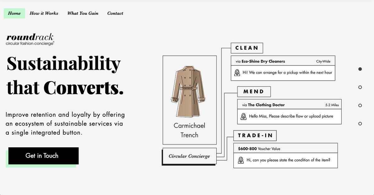 Meet RoundRack.co. Circular Fashion Concierge chatbot helping improve brand loyalty &amp; retention offering #circulareconomy trade-ins &amp; aftercare with single button integration. Register for FFWD Demo Day 10th Sept to meet this #startup on Zoom bit.ly/FFWDS20DD