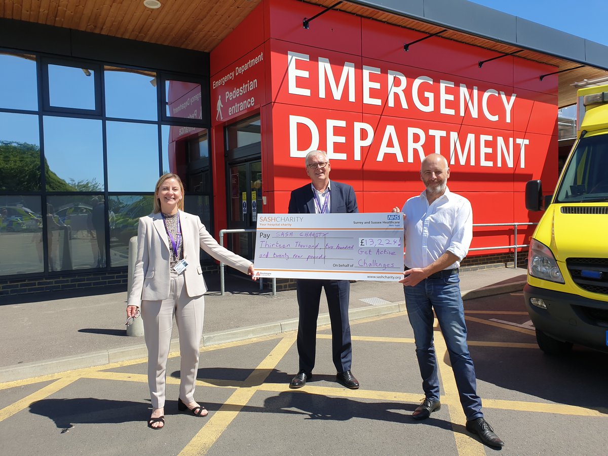 SASHCharity's tweet photo. And here's the action shot of David Kelly, Director of #GetActiveChallenges, @rungatwick @runreigate and @ride_reigate officially presenting the donations to @sashnhs Chief Executive @MWilsonNHS and Chief Nurse @SASHChiefNurse
- we are genuinly blown away by your support โค๏ธ๐ https://t.co/oCQKkSYsW5