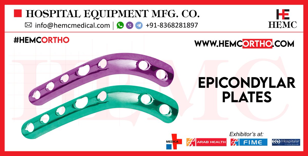 HemcOrtho's tweet image. HEMC Medical is engaged in manufacturing and exporting a wide range of superior quality #EpicondylarPlate from India. hemcortho.com/product/epicon…
#TraumaImplants, #InterlockingNail, #SpineImplants, #HipImplants, #LockingPlates #OrthopedicImplants, #HEMCMedical, #HEMCOrtho, #HEMCIndia