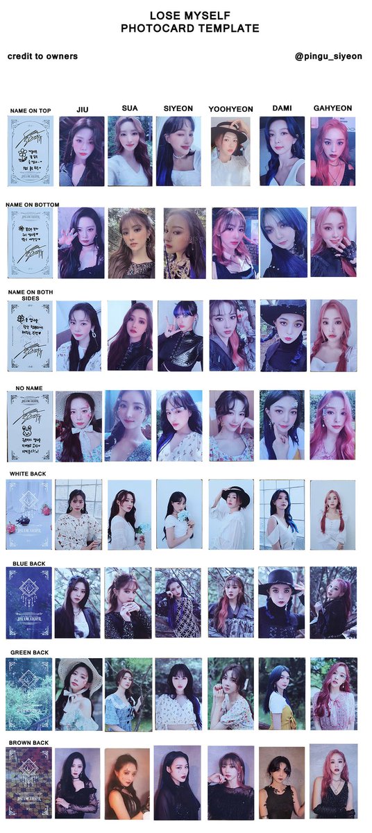 SPOILER// DREAMCATCHER LOSE MYSELF COMPLETE PHOTOCARD TEMPLATE