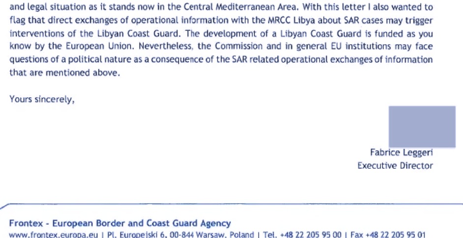 In the story linked above  @AmbrosiEugenio and  @UNmigration can read - since apparently they didn't know - the letter uncovered by  @notzachcampbell, where the director of  @Frontex acknowledges that the EU funds, and exchanges information with, the Libyan Coast Guard.