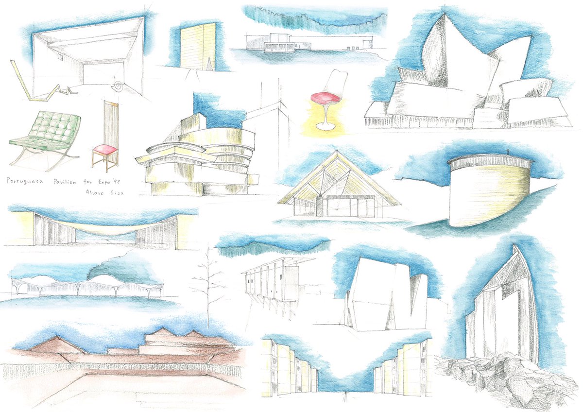 つまりりく レオンと毎日スケッチ 結局100日間 建築スケッチの描き方は人それぞれ 建築スケッチ 毎日スケッチ