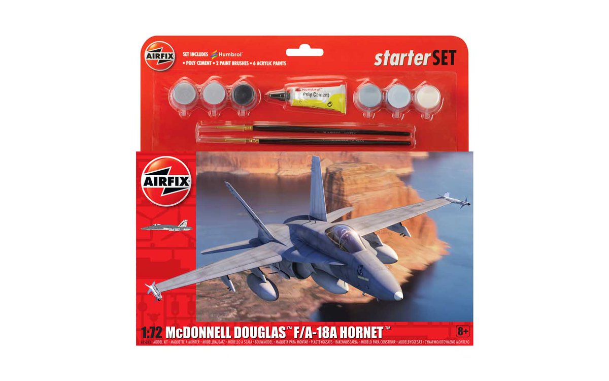 Airfix's tweet image. To tie in with the release of our F-18 Hornet Starter Set, we've themed today's Workspace Wednesday "Jet Aircraft".  Tweet us your favourite builds #jets #jetaircaft #fastjets #f18 #hornet #airfix #airfixkits #airfixmodels