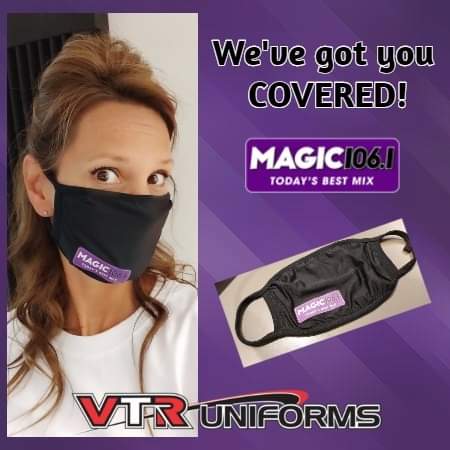 magic1061's tweet photo. Thanks to VTR Uniforms for helping us to keep you safe! Spreading the Magic ... we've #GotYouCovered #StaySafe
Keep an eye out for how you can get your custom #MagicMask https://t.co/Qkke97JFuD