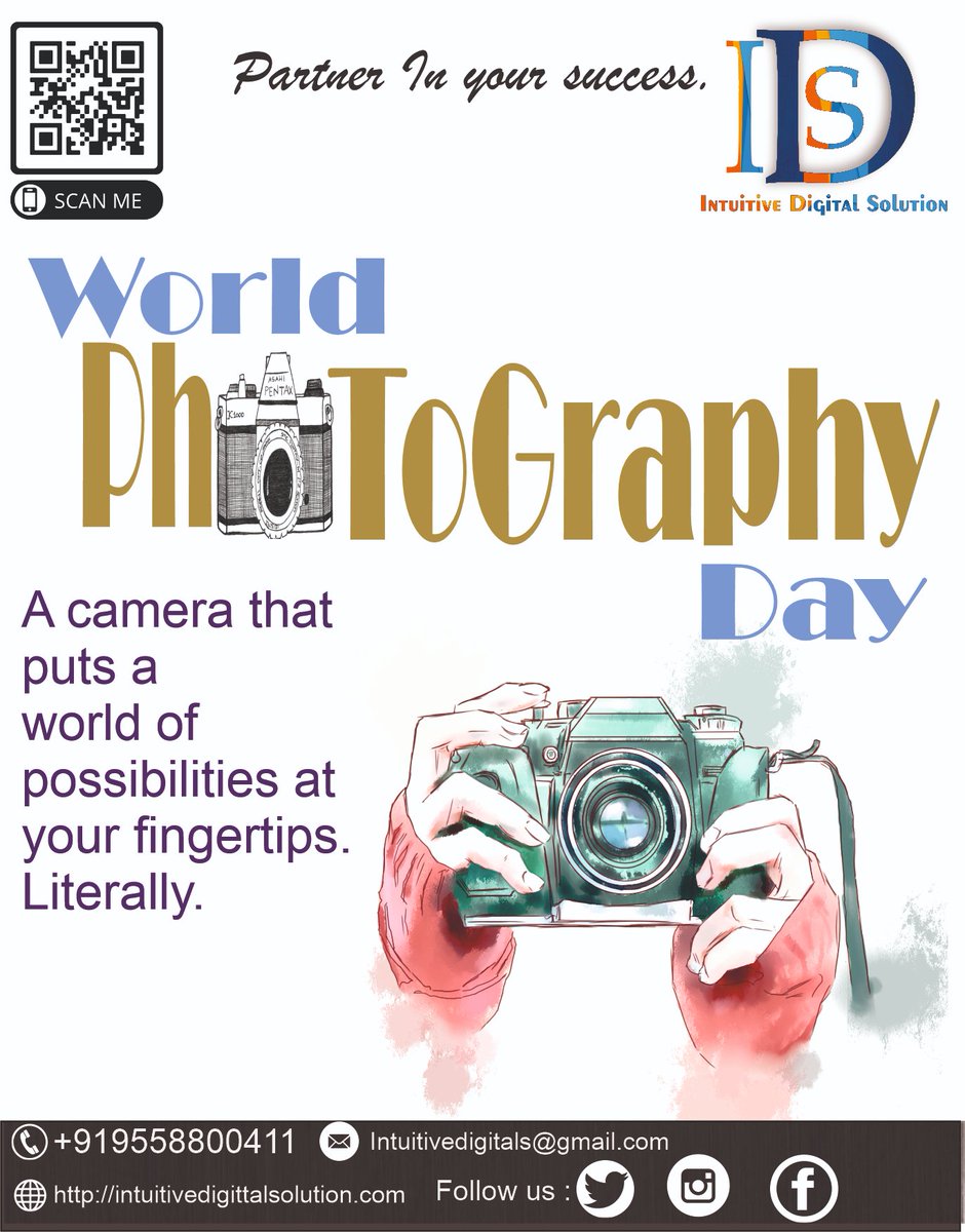 IntuitiveDigit1's tweet photo. Happy World Photography Day
#digital_marketer
#hotoffer
#logofree
#highbenifits_for_business
#websitedesign #graphicdesign #socialmediamarketing #localpromotion #businesspromotion #MarketingStrategy
#upwork #fiverr #webdevelopment #webdesign #logodesign #searchengineoptimization https://t.co/gKXX5QSedn