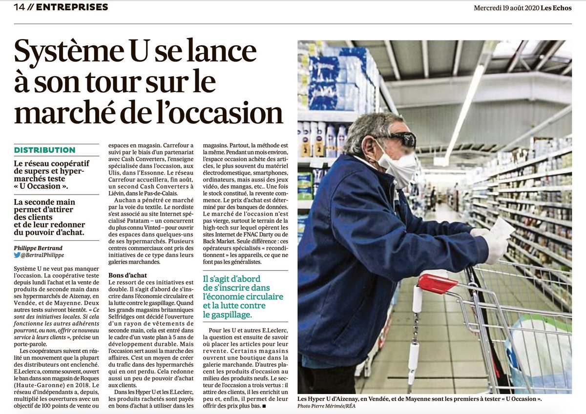 🛒♻️ Dans le sillage de <a href="/Leclerc_MEL/">Michel-Edouard Leclerc</a> et <a href="/CarrefourFrance/">Carrefour</a>, <a href="/ULesCommercants/">ulescommercants</a> se lance à son tour sur le marché de l’#occasion avec #UOccasion 
#Retail #GrandeDistribution #Consommation #Réemploi #SystèmeU