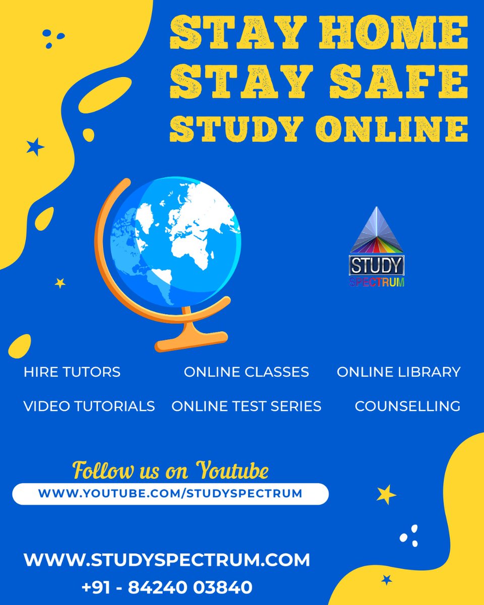studyspectrum's tweet image. Let's us study things that are no more.
It is necessary to understand them,
if only avoid them
Digital online study from home
Pursue your educational dream
Register Today
#OnlineClasses#Onlinelearning#OnlineEducation #LiveClasses #Education #career