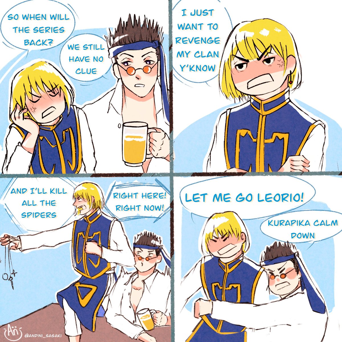 meme but with Leorio and Kurapika