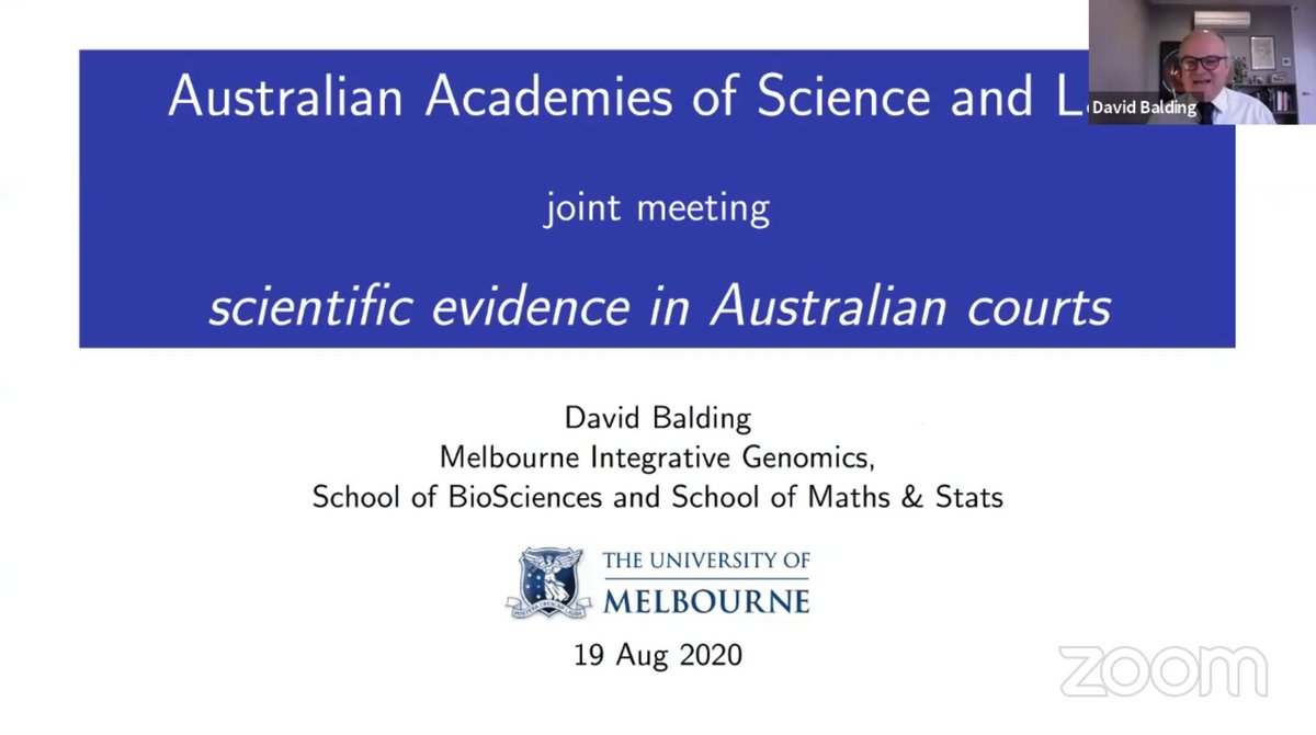 Next up is Professor David Balding FAA, Professor of Statistical Genetics, The University of Melbourne