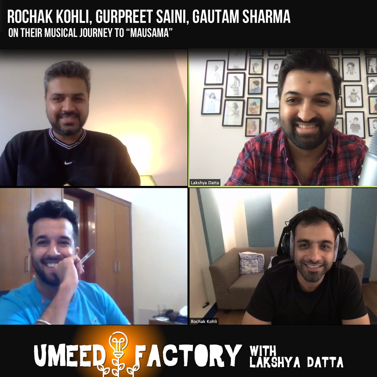 Launchora's tweet photo. New episode of @UmeedFactory podcast: https://t.co/lBvyTeImRd

Featuring: @RochakTweets @GautiDiHatti @guggss, the team behind the new song "Mausama", on their musical journey and creative process during the pandemic.

#umeedfactory #mausama @LakshDatta https://t.co/wNOazaRbX3