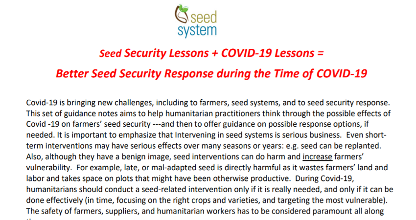 AfricaSeeds's tweet photo. Boost your knowledge!

Access to #SeedSector #Knowledge: Week 3 – Guidelines: “Covid-19 and Seed Security”, by https://t.co/S6y8rBoNxH 

https://t.co/Rj2XllLXQA

#Policy #Planning #Emergency #Covid19 #seedsecurity #emergency
@SeedSystemOrg https://t.co/nKxJ3d7qEg