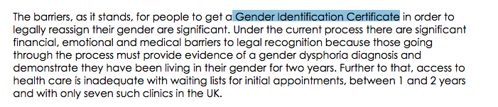 There is no such thing as a "Gender Identification Certificate"Did anyone even proofread this thing? My confidence in the seriousness of their legal analyisis is falling