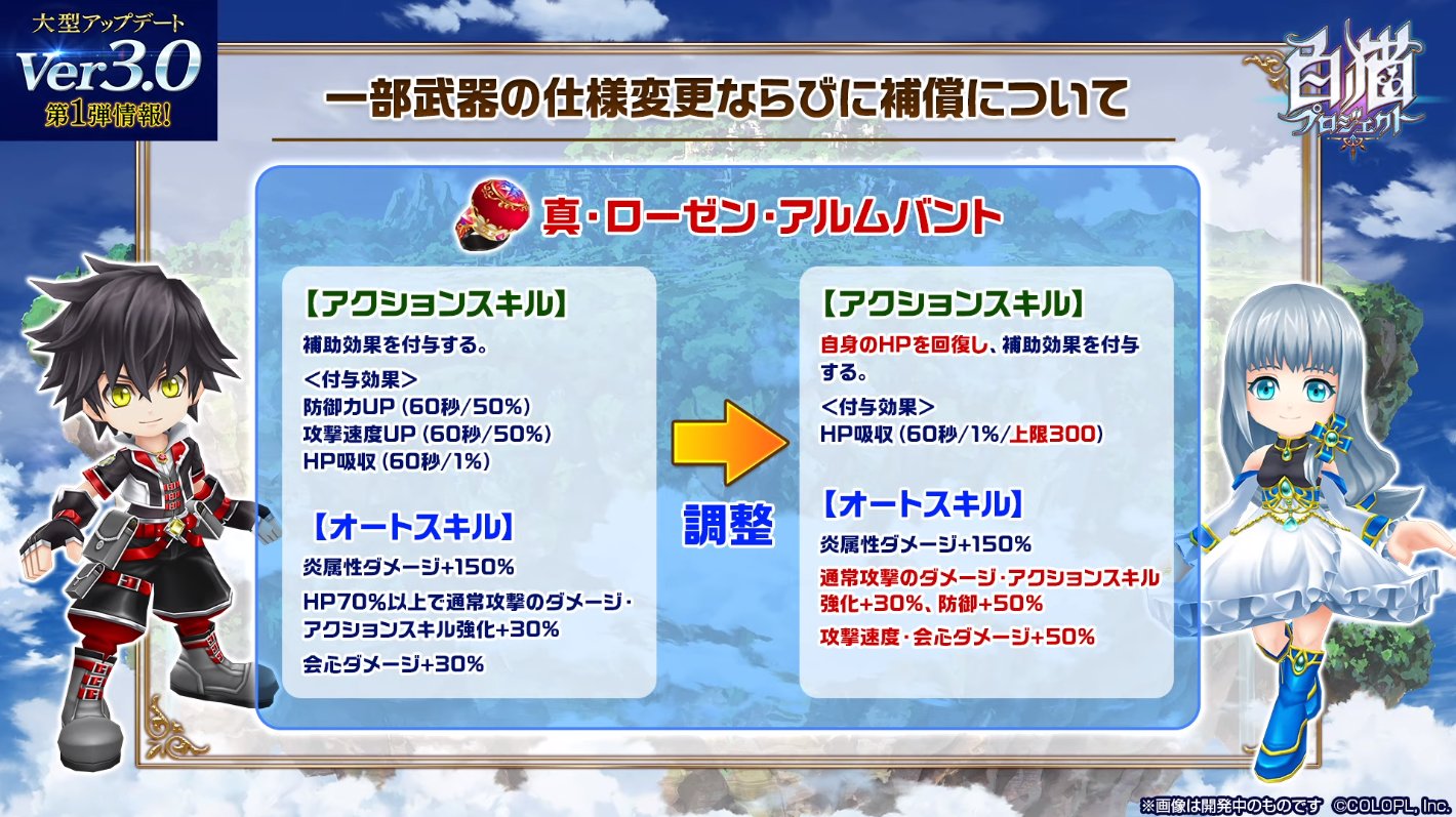 白猫プロジェクト攻略 9db おせにゃん大型アプデ その3 茶熊ルビィ餅が Hp吸収系への調整 一部強化 調整対象6つの武器所持者は 好きな武器を入手できる補填あり Hp回復の上限を 2万 に 召喚系モンスターも上限を設ける予定 T Co 白猫プロジェクト攻略 9db おせにゃん大型アプデ その3 茶熊ルビィ餅が Hp吸収系への調整 一部強化 調整対象6つの武器所持者は 好きな武器を入手できる補填あり Hp回復の上限を 2万 に 召喚系モンスターも上限を設ける予定 T Co