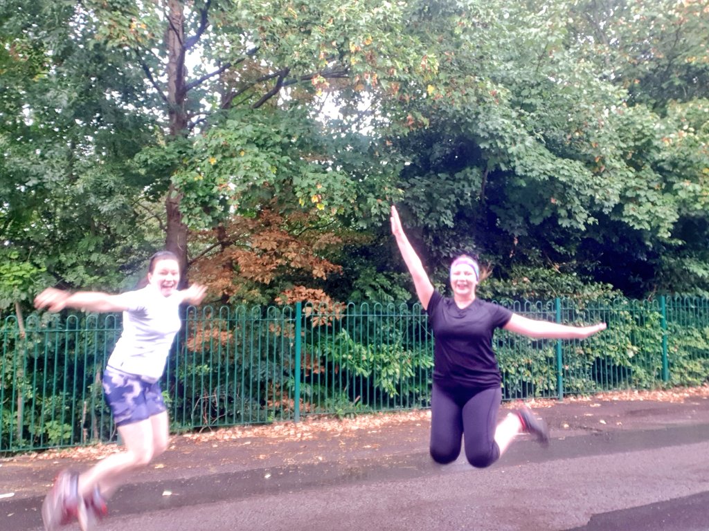 jemarkerson's tweet image. Post-run happiness! Even the rain didn&apos;t stop us!🏃‍♀️🌧 @EllisonHelen #AHPsActive #distanced