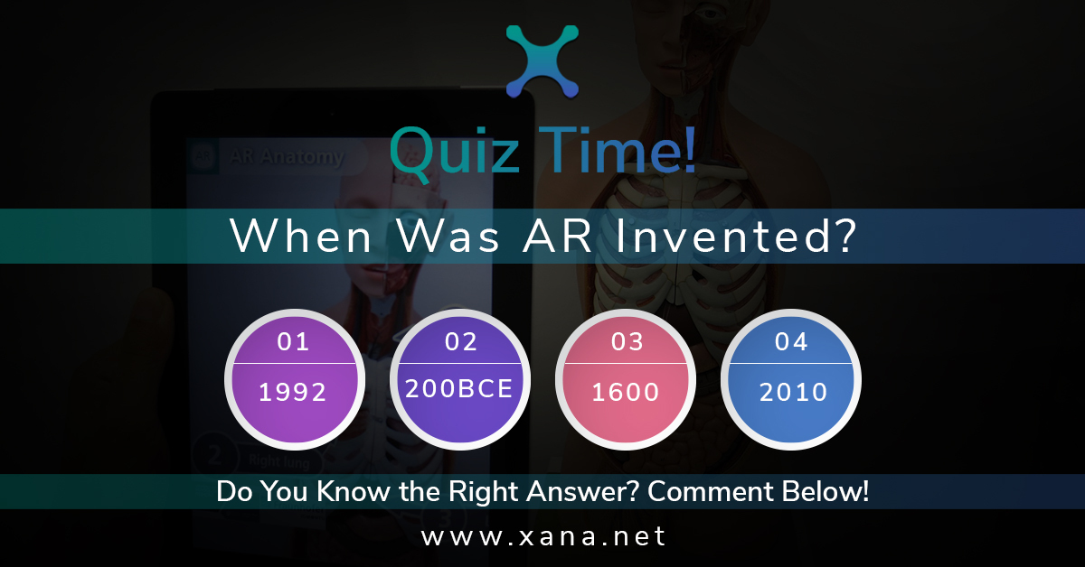 #QuizTime!⏱ When was #AR invented?🤔 Comment below!👇🏻 . . . . #ARVR #augmentedreality #technology #social #experience #AI #communication #socialvirtualreality #avatarcreation #vrplatforms #socialvr #IQ #contest #puzzle #QuestionAnswer #riddle #contestalert #XANA