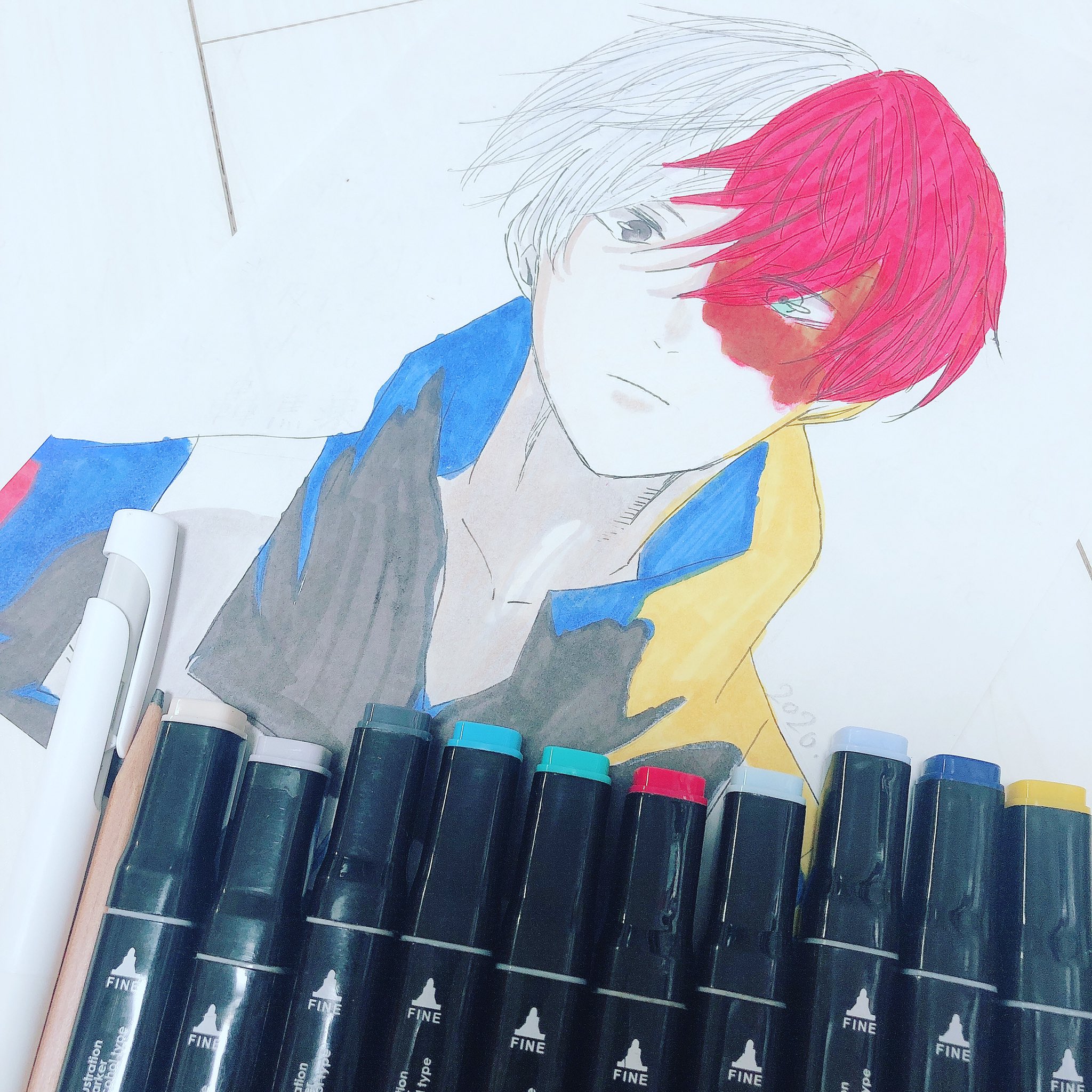 Haruka 轟くん 自分の絵柄すぎて萎える とうばくは公式 洗脳済み イラスト いらすと ヒロアカ 僕のヒーローアカデミア ヒロアカイラスト祭 轟焦凍 轟爆 T Co Zgaydusiux Twitter