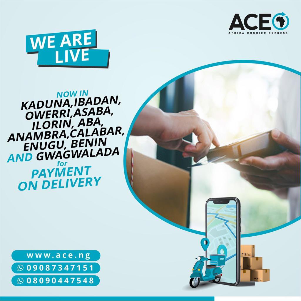 ACECourierExp's tweet photo. We have you covered anywhere you go, pay on delivery is available everywhere.
#AfricaCourierExpress #Nationwidedelivery #ACEErrands #Nigeria #ACELogistics #ACEDelivers https://t.co/EV81pI6uad