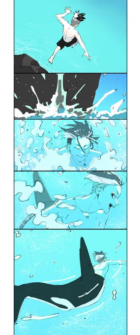 人間→人魚の変身シーンがめちゃ見たくなったのでルカでやった らくがき 