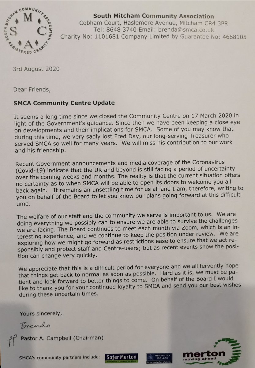 UPDATE FROM OUR BOARD!! We are endeavouring to open our doors again ASAP.