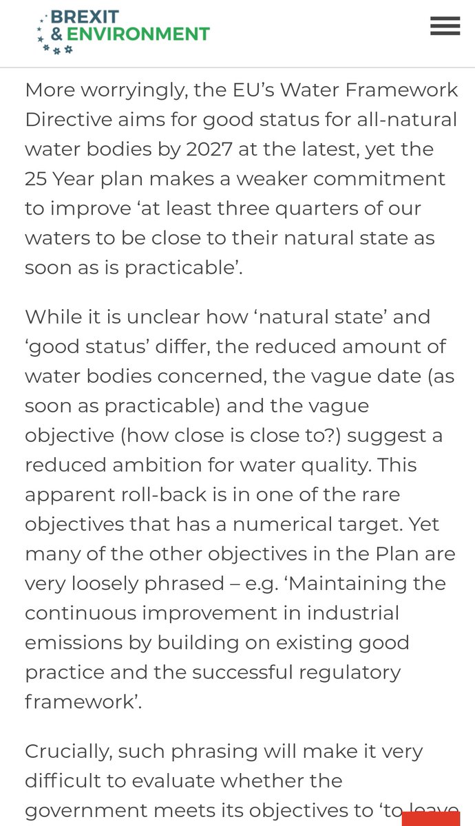 So this again... We've been pointing the risk to water quality since discussion on  #25yep back in 2018... Moving away from 'good status' to close to natural state allows dilution of water standards (and makes it harder to track).  https://twitter.com/HugoSAS/status/1295989684045320192