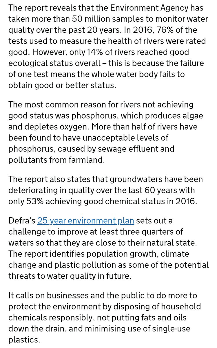 What does the 25yep have to do with this recent speech you ask? Well, at the time the plan was published so was report on state of English waters... Clear as day there: if we remove the one out all out rule, then English waters meet the 25YEP target of 75% overnight!Magic!