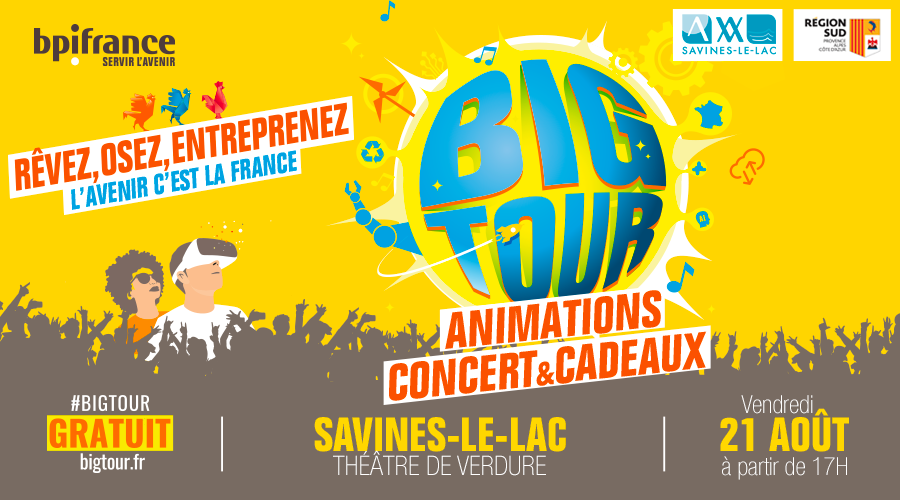 Rendez-vous ce vendredi 21 août à 17h au théâtre de Verdure de Savines-le-Lac pour le BIG Tour de <a href="/Bpifrance/">Bpifrance</a> en partenariat avec <a href="/MaRegionSud/">Région Sud</a>. Optimisme et chauvinisme garantie pour toute la famille qui va en expérimenter le SAVOIR-FAIRE français !!
