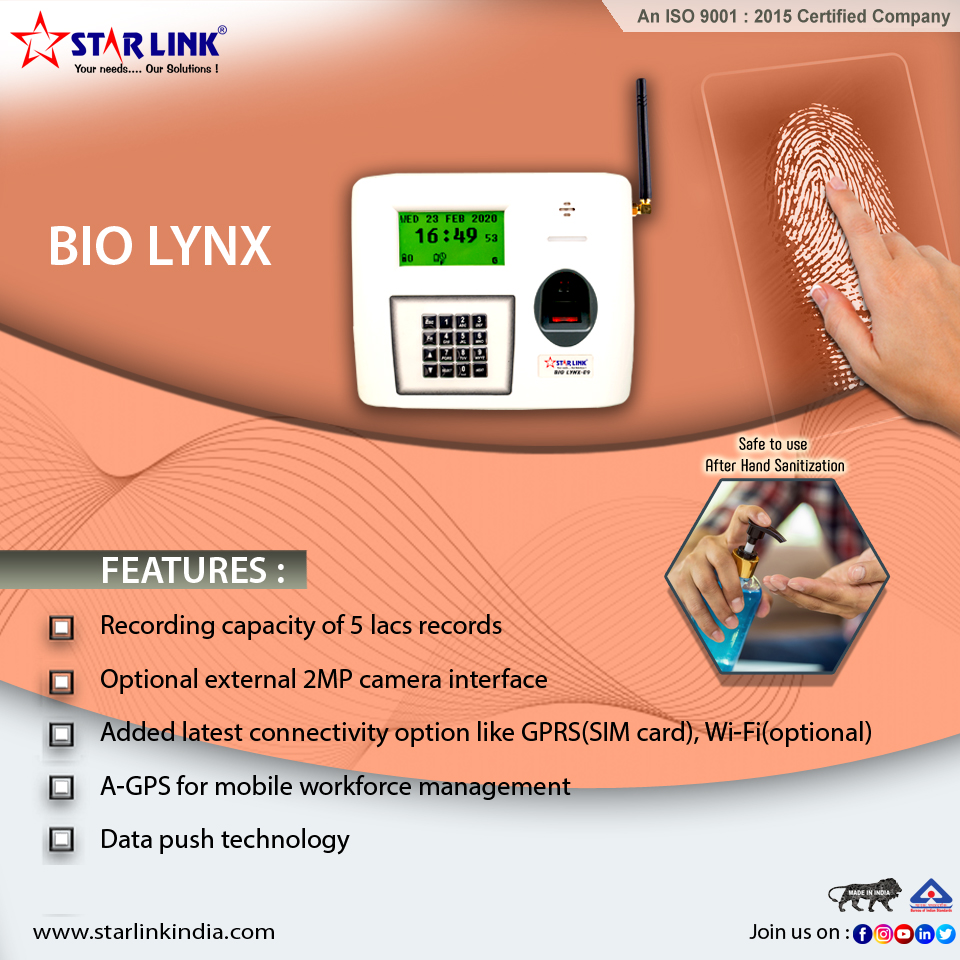 starlinkindia's tweet image. Do we have any equipment to enhance it more? 

And the solution we have is, Bio-Lynx. A state-of-the-art attendance and access control equipment which is known for its multi-functionality with the varied elements like:
starlinkindia.com

#datapushtechnology #mobileworkforce