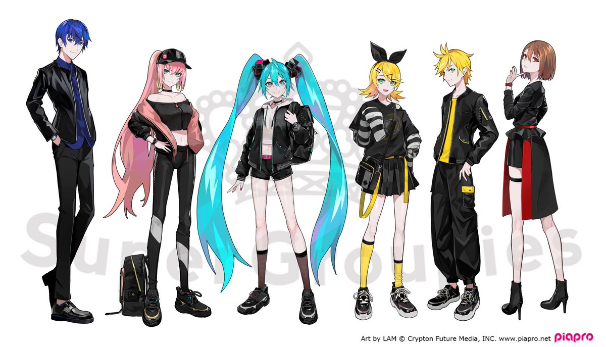 Lam 初音ミク Supergroupiesコラボアイテムのイラストを担当させていただきました 受注期間は9月7日 月 12 00まで どのグッズもカッコイイので皆様是非 購入特典にイラストのアクリルスタンドが付くようですー T Co Fkc97xcs5s