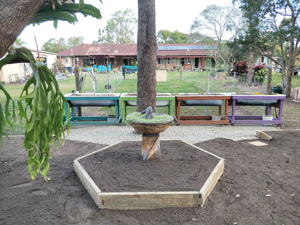 bathtubfarmer's tweet photo. The #garden bed is finished! #handyhusband and #handydad put in a MASSIVE day to finish it off. I did help, but feel like I should get no credit #afternoonnap. Now to finish planning what I want to put in there. Bring on spring! #vegetablegarden #queensland https://t.co/XUXKaB2FQs