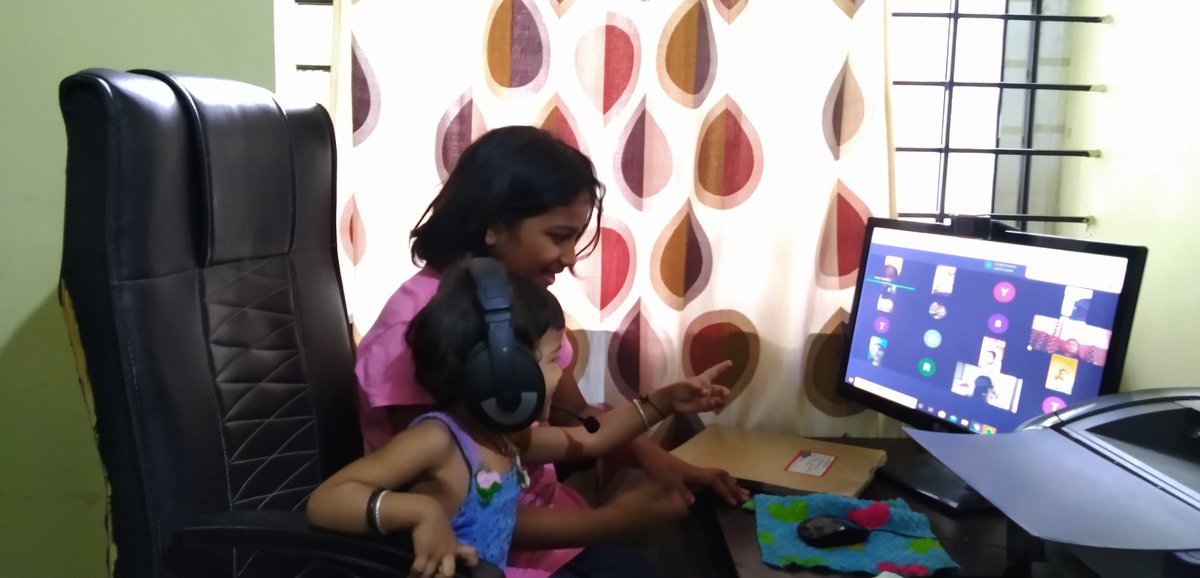 telangre's tweet photo. #Onlineclass This is how online class runs behind the screen my muting video....I believe there will be no different story if students have any sibling. https://t.co/SHhsdOpu9N