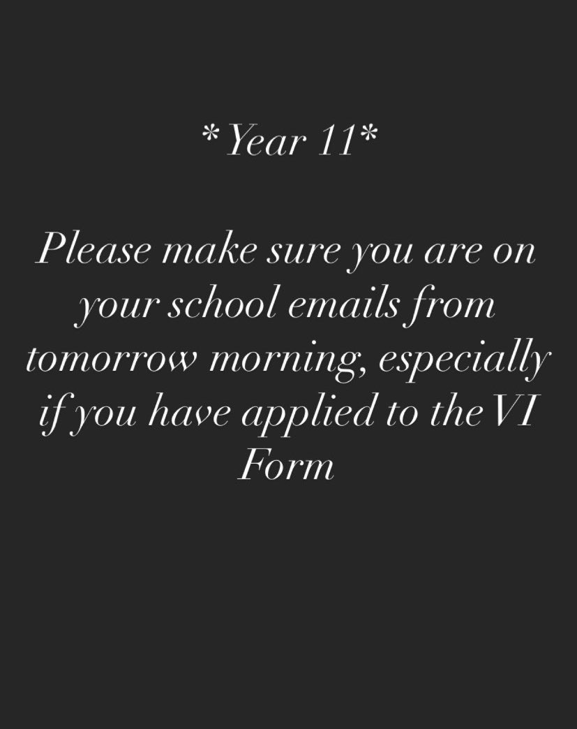 HattonVIForm's tweet image. Year 11, we will be making contact with you from tomorrow morning, initially by email. Please ensure you are checking your emails throughout the day. Thank you!