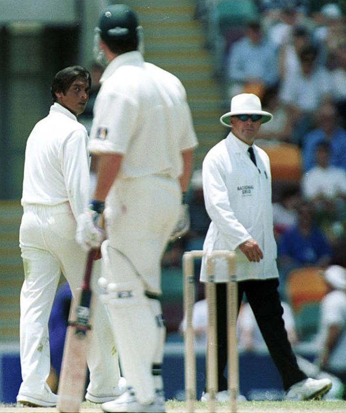 Speedster Shoaib Akhtar just being his usual 'sharaarti' self with a formidable opponent in the form of Steve Waugh.