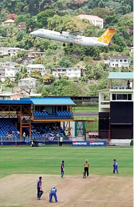 You'd be wondering how did the plane reach there, right? Well, it's just taking off. Arnos Vale in Caribbean.