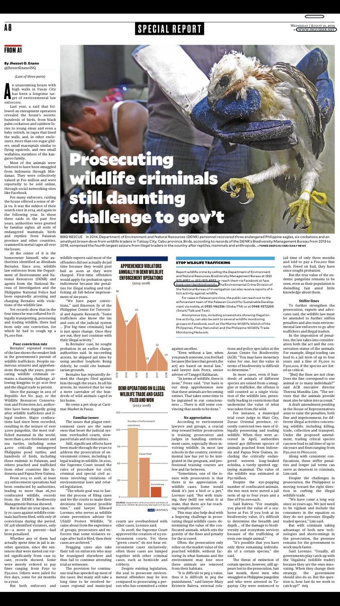 One year ago today, the first of my three-part series on wildlife trafficking & illegal trade in the Philippines was published in the Inquirer. It ran as our banner story for three days and led to more conversations about our biodiversity and our roles in protecting our wildlife.