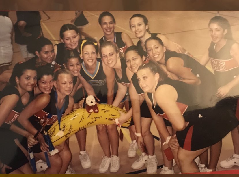 CheerKards's tweet photo. Check out this way back Wednesday of Coach Warnock and Coach Manolis at UCA camp in 2003!! ❤️🖤🍌 https://t.co/eDEivIRLzw