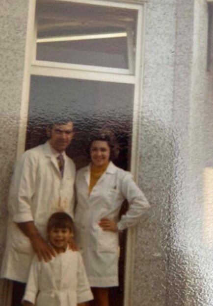 The Catering Butcher HH Jackson has traded in stoke since 1926. 
Here's Dave Jackson, 4th generation butcher, with his mum and dad aged six, showing how this long standing career, runs in the family.