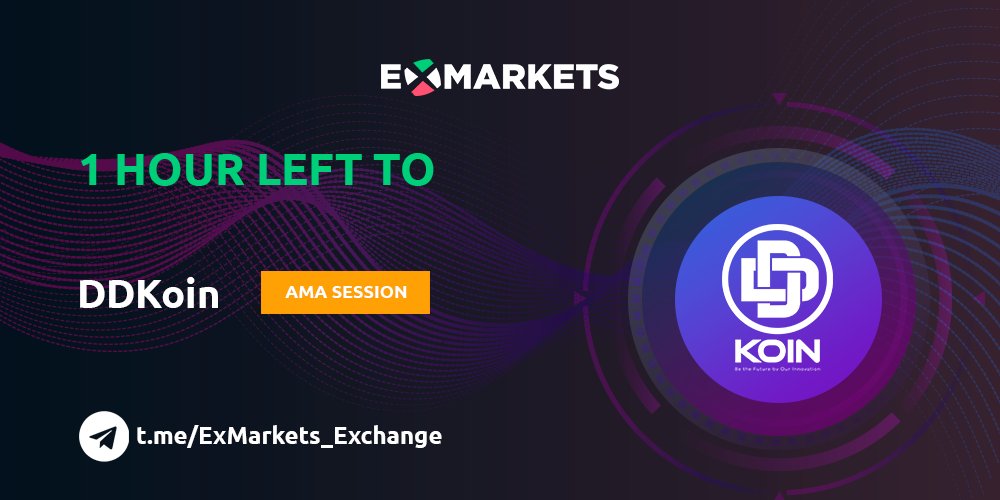 One last hour left to DDK #AMA Session on ExMarkets Community Channel: t.me/ExMarkets_Exch…

The Session will be carried by the Founder of #DDK #Blockchain: Mr Arai Bin Ezzra. There will be $1000 #DDKoin awarded for providing best 20 questions.
#ItsExMarkets #ExMarkets #crypto