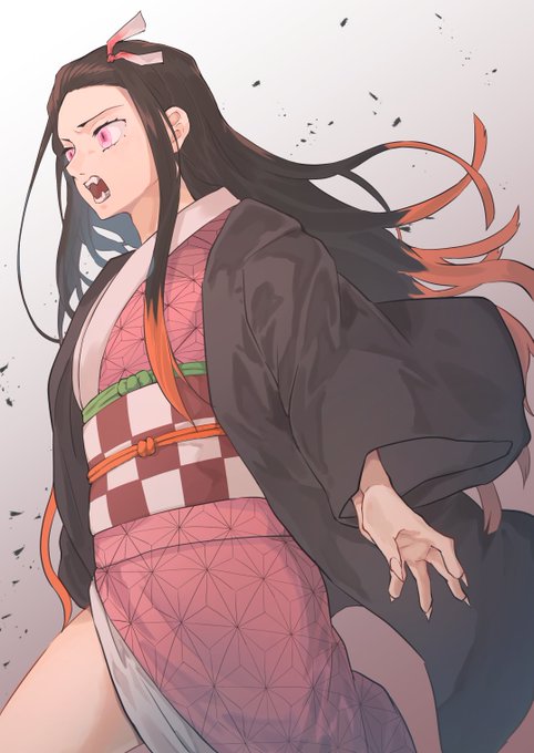 あお7さんがTwitterに投稿した竈門禰豆子(鬼滅の刃)のイラスト。