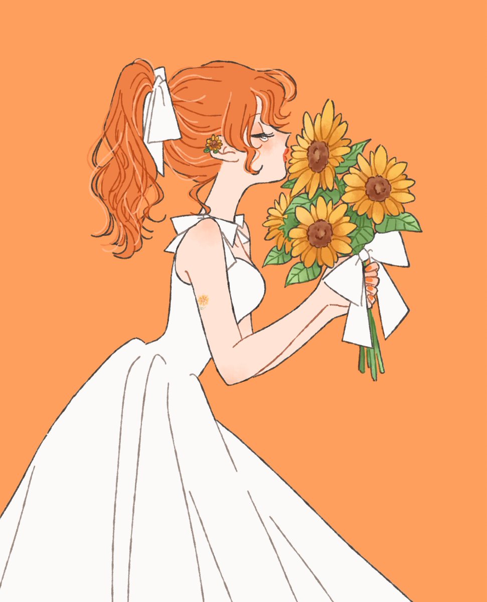 1girl dress hat flower solo sunflower twin braids  illustration images