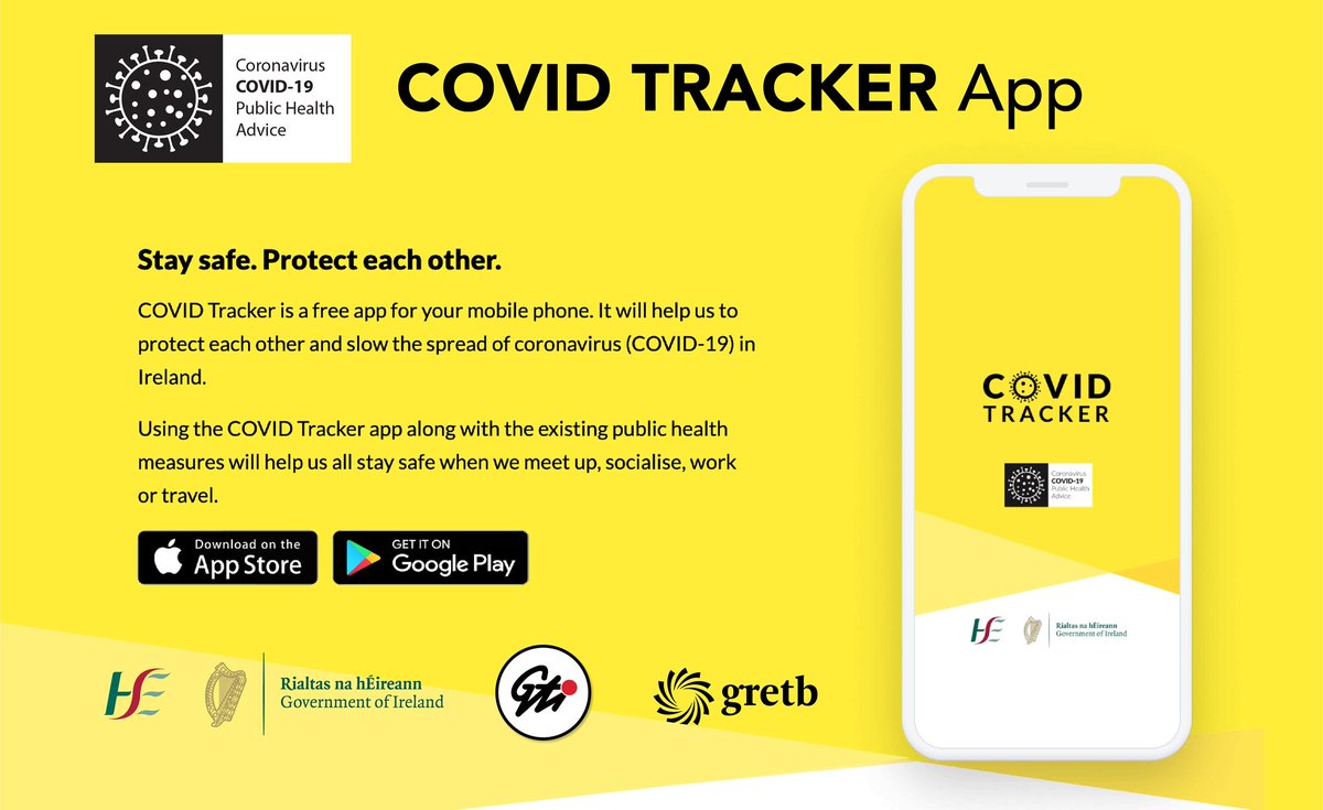 With the new academic year fast approaching, GTI encourages all prospective students to download the COVID Tracker app @ covidtracker.gov.ie

The Tracker is a free app for your mobile phone, designed to help us protect each other and slow the spread of coronavirus 📲#APPLYNOW