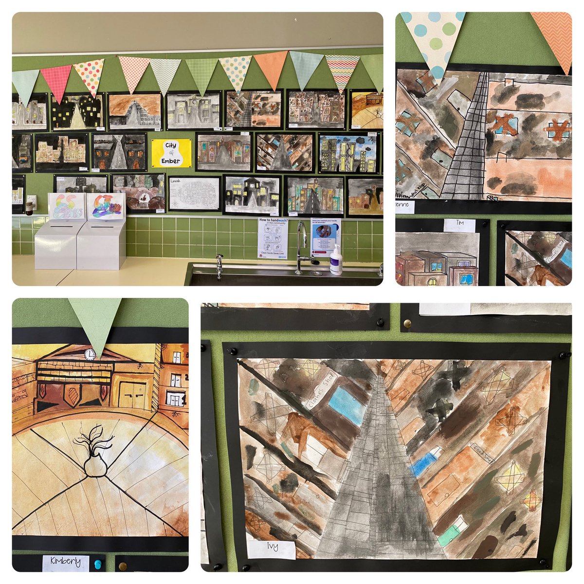 BaulkhamN's tweet photo. City of Ember inspired watercolours by our very talented Year 6 artists! https://t.co/zweF1zP4fE