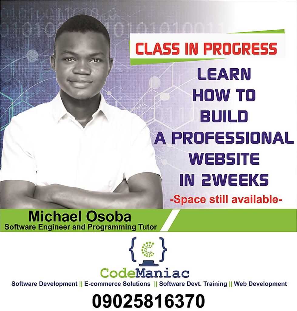 codemaniac2's tweet image. Online web development sessions available at affordable price...reach us at 09025816370 or codemaniac.net
#codemaniac #naijamade #learntocode #LearnSmart